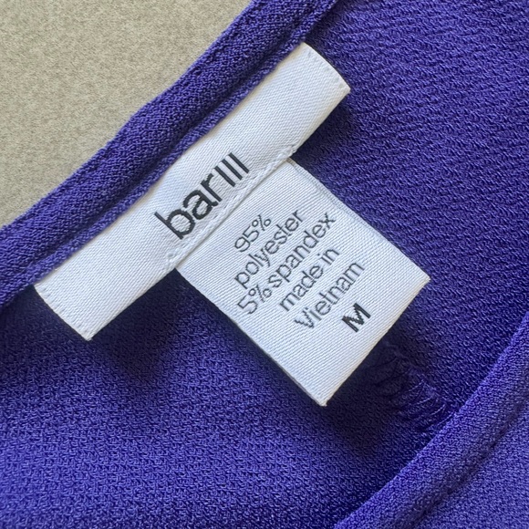 Bar III Purple Cold Shoulder Shift Dress with Tie Sleeves - Size M - Picture 6 of 8
